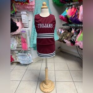 Childs Size 4-8 Maroon & Gray Trojans Logo Cheerleading Uniform Set NWT